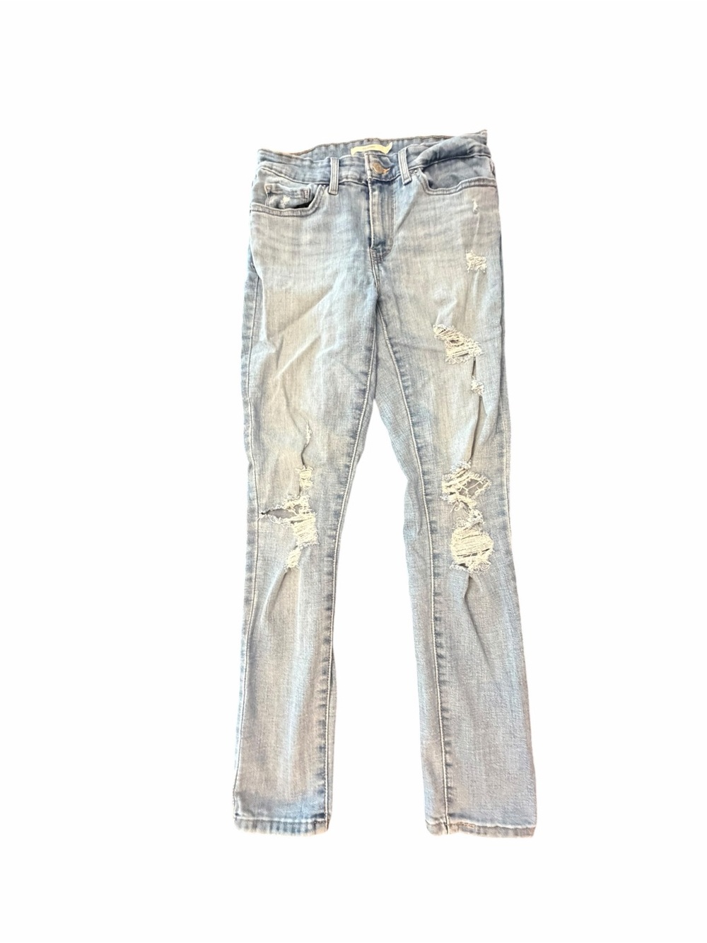 Levi's 711 Skinny Jeans Womens 27 Light Blue Distressed‎ Stretch Denim W27 L26.5